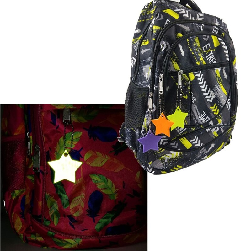 10Stck Art Sicherheit Reflektoren Schlüsselanhänger Stilvolle Reflektierende Sterne Getriebe Rucksäcke Kinderwagen Jacken Sicher Reflektor Keychain