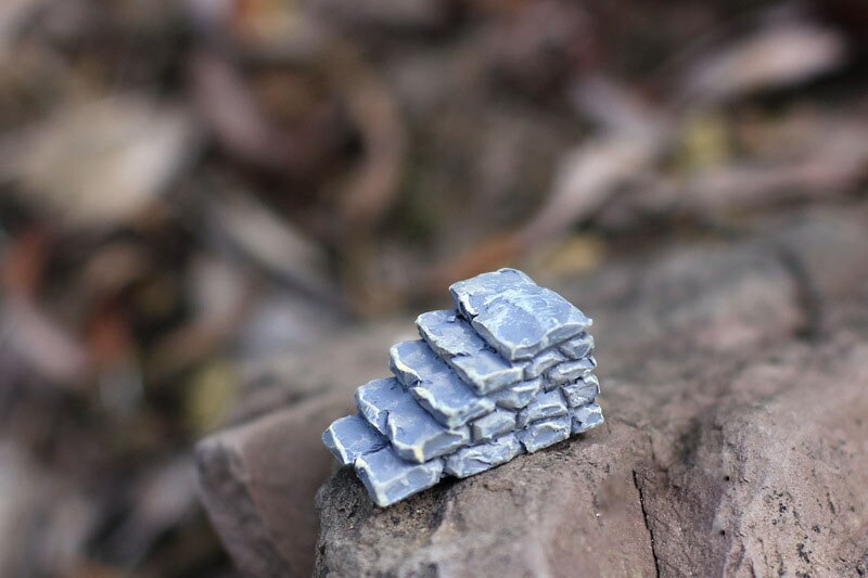 Escalera de camino de paso de piedra gris, accesorios de bricolaje para decoración de jardín, casa, Mini artesanía, micropaisajismo, 2 uds.: 2