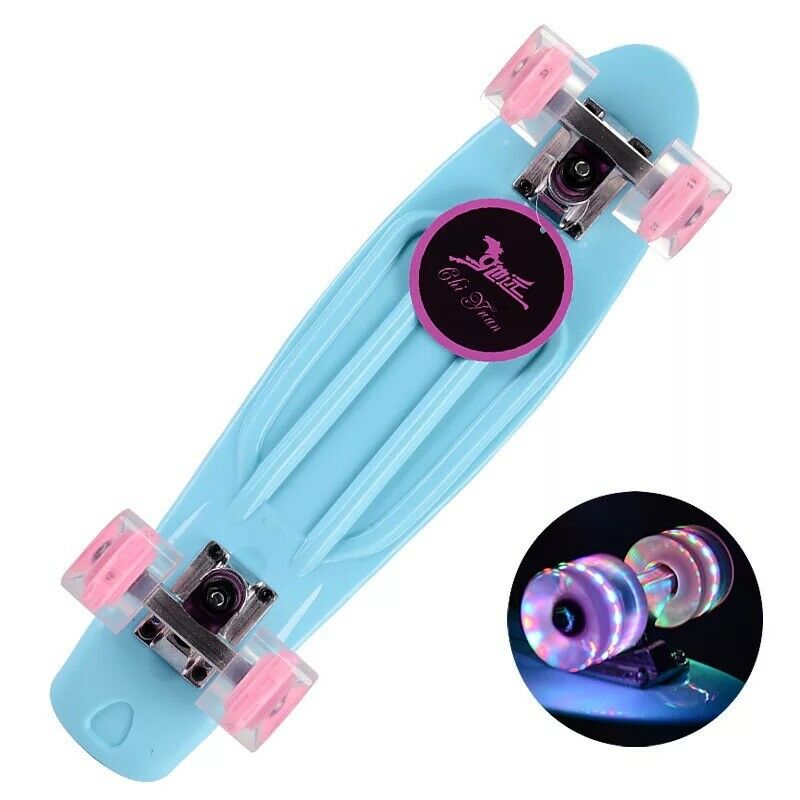 Macarons Kleur Flash Wiel Penny Board Compleet Klaar Om Rit Gloeiende Cruiser Skateboard Mode Single Tilt Mini Vis Boards: A