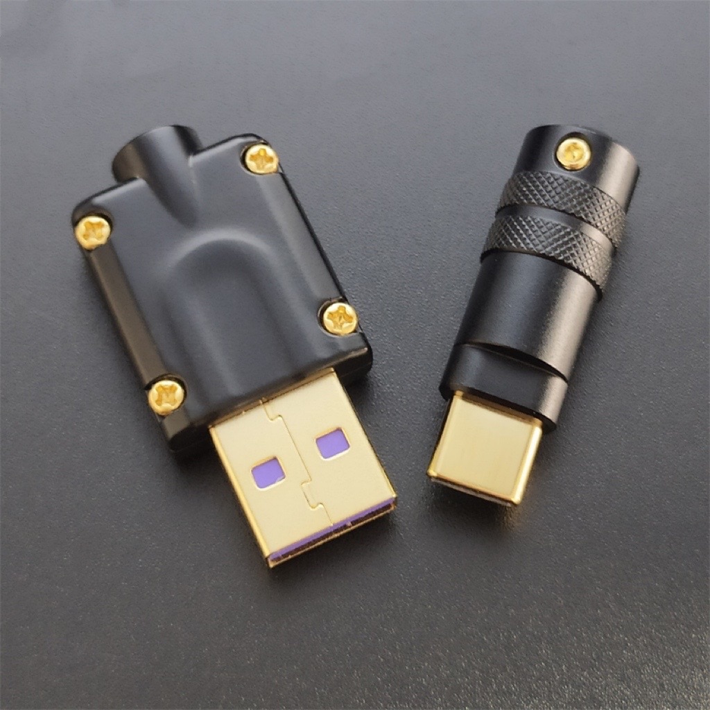 Metal rodzaj USB C Android powłoki Adapter do ładowania srebrny czarny USB C metalowe USB wtyczka dla DIY kabel klawiatury: Black set