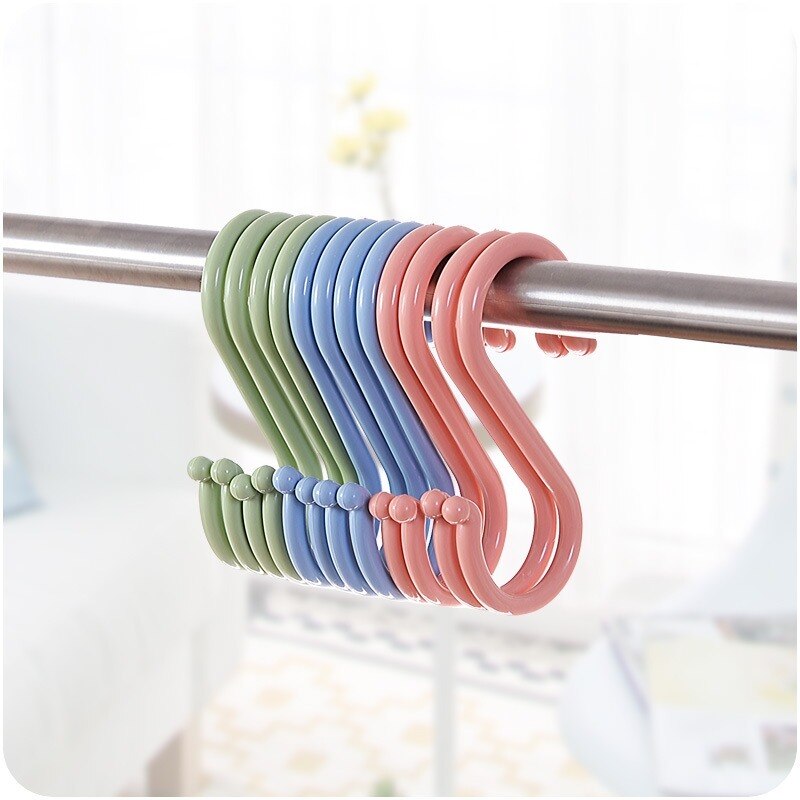 8Pcs Plastic S Vorm Haak Creatieve Keuken Badkamer Nailless Haak Garderobe Kleding S-Haak Klein Aantal Grote