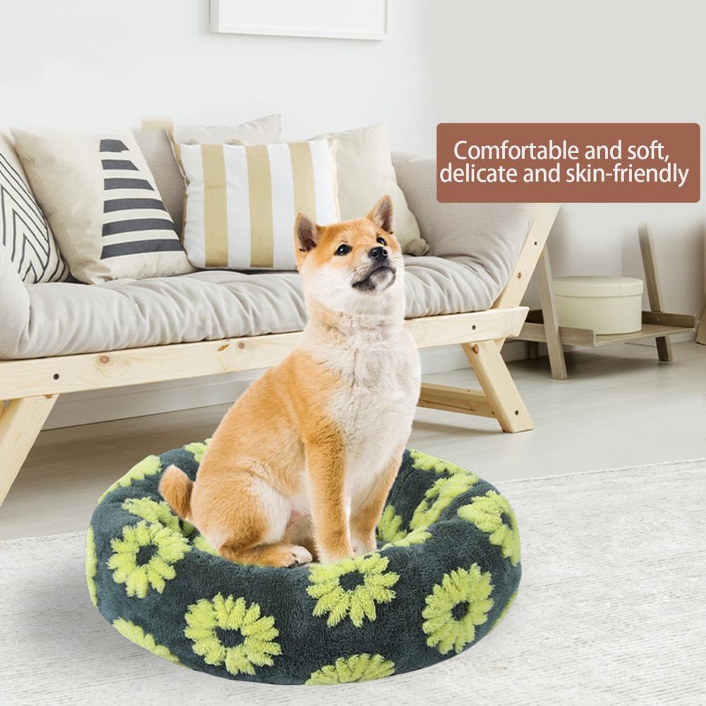 Donutvormig honden- en kattenmandje, antislip, knus huisdierbedje, pluche zacht kussen, rustgevend warm nest voor kleine honden en katten
