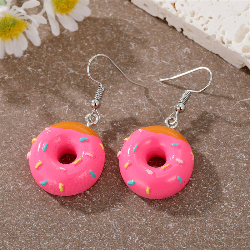 1 par de pendientes de gota de comida de Donut 3D de colores para mujer, para niños, creativa, divertida, abalorios de pastel Kawaii, pendientes colgantes, joyería: orange
