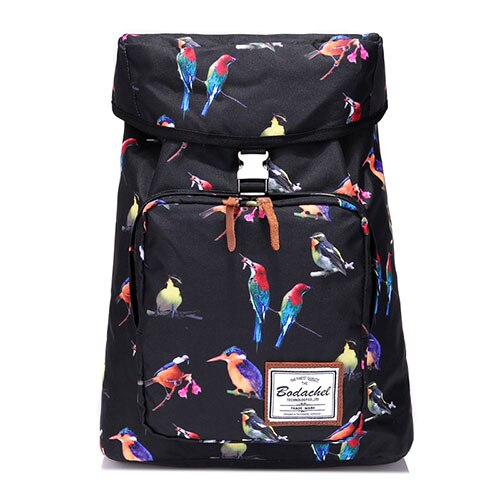 Mochila Bodachel para hombre, bolsa de viaje impermeable, mochila con cordón de , mochila para hombre de 18L: Black With Birds