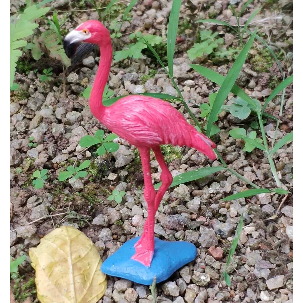 2 PCS Realistic Red Flamingo Bird Model Figure Model Home Ornament