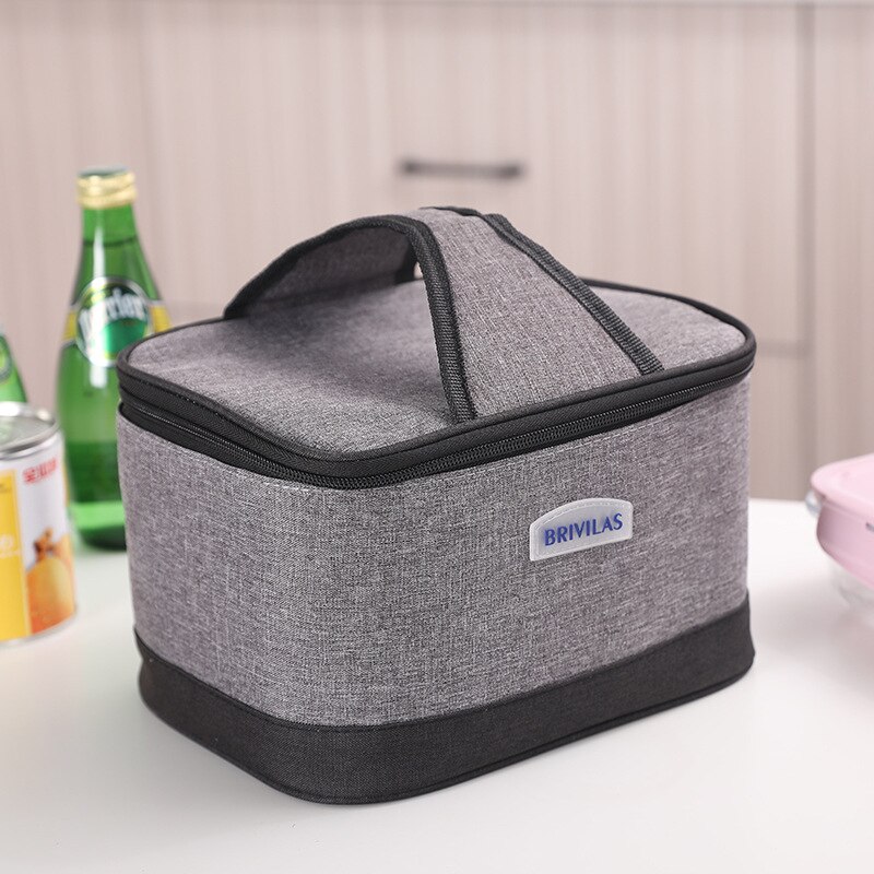 Verse Koeler Tassen Grote Capaciteit Waterdichte Oxford Draagbare Rits Thermische Lunch Tassen Voor Vrouwen Lunchbox Tote Picknick Voedsel Zakken: Grey