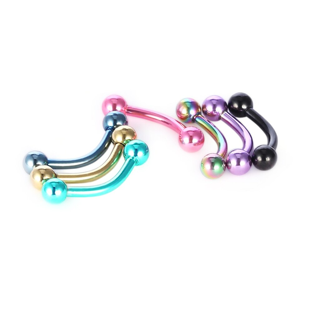 Bal Kegel Gebogen Halters Wenkbrauw Piercing Multicolor Rvs Lichaam Sieraden Helix Piercing Ring Tragus Bar Punk Pircing