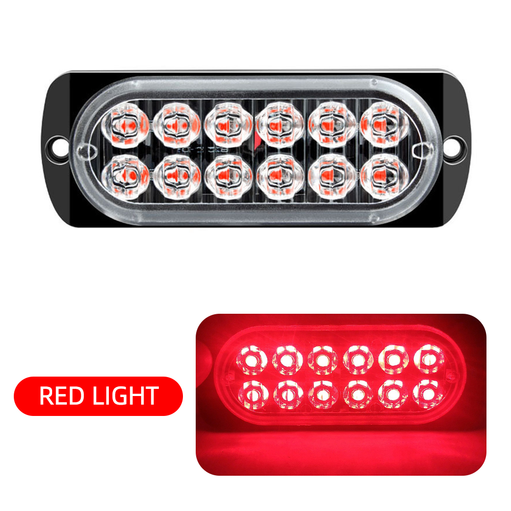 Luz de advertencia de coche de 12LED, luz de emergencia de avería, lámpara de baliza de remolque de camión, luz lateral LED ámbar de 12V para accesorios de coches KO: Rojo