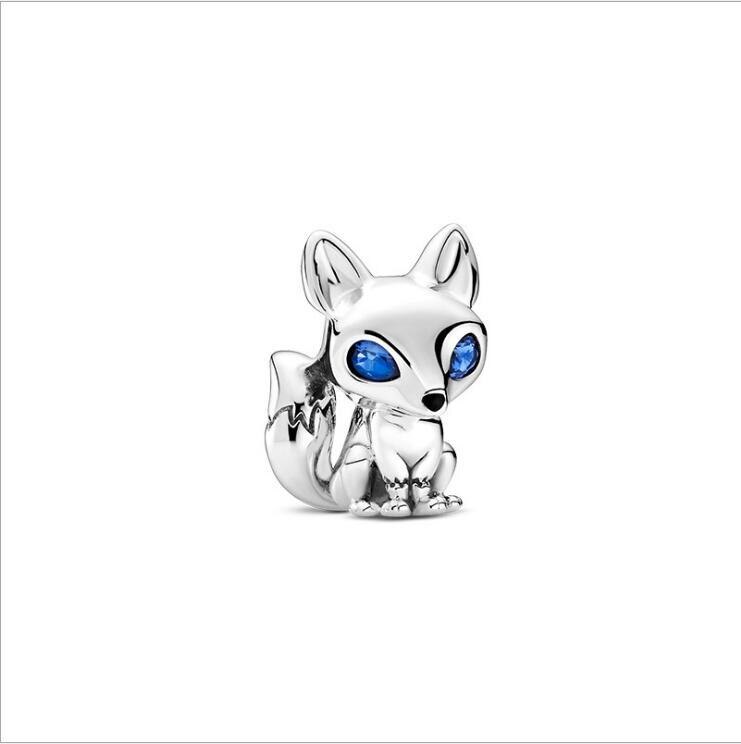 925 Sterling Silver Beads Animal Lion Snake Llama Fox Dog Charm Fit Pan Bangle Bracelet DIY Women Jewelry: Fox