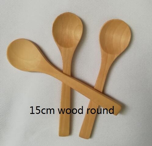 (50 Stuks) 9Cm 13Cm 15Cm Houten Lepels Honing Lepel Baby Lepels Bamboe Lepels: 15cm wood round