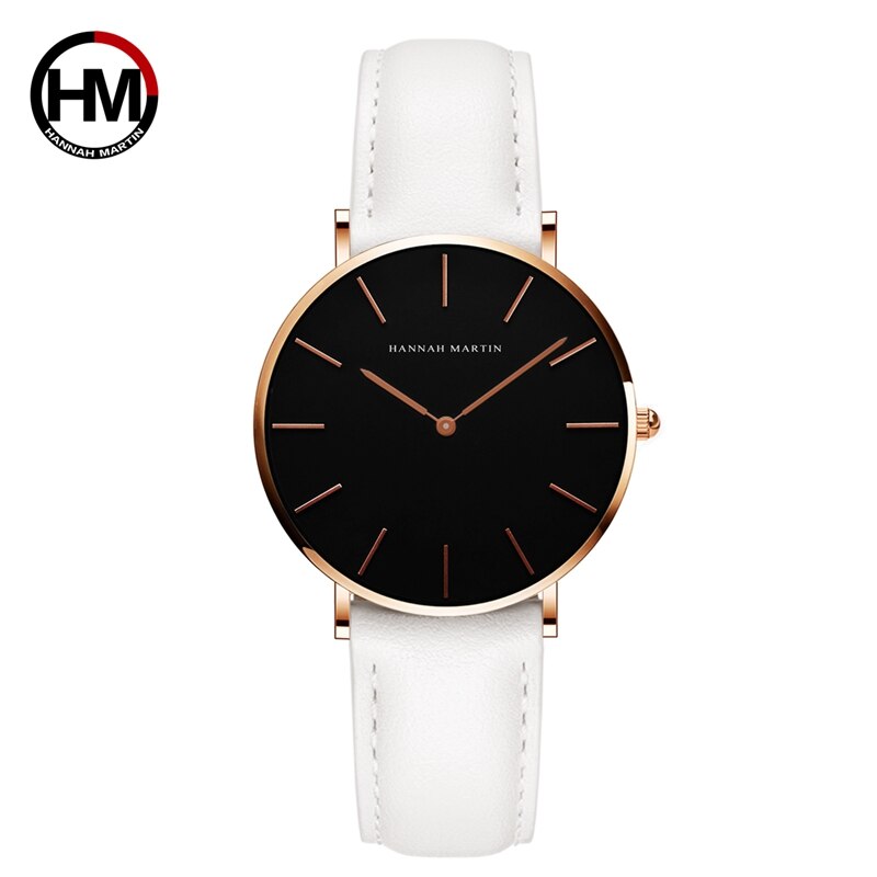 HANNAH MARTIN De Simple Japon Mouvement À Quartz Montre Bracelet En Cuir Nylon Horloge Femmes Analogique Montre-Bracelet Étanche