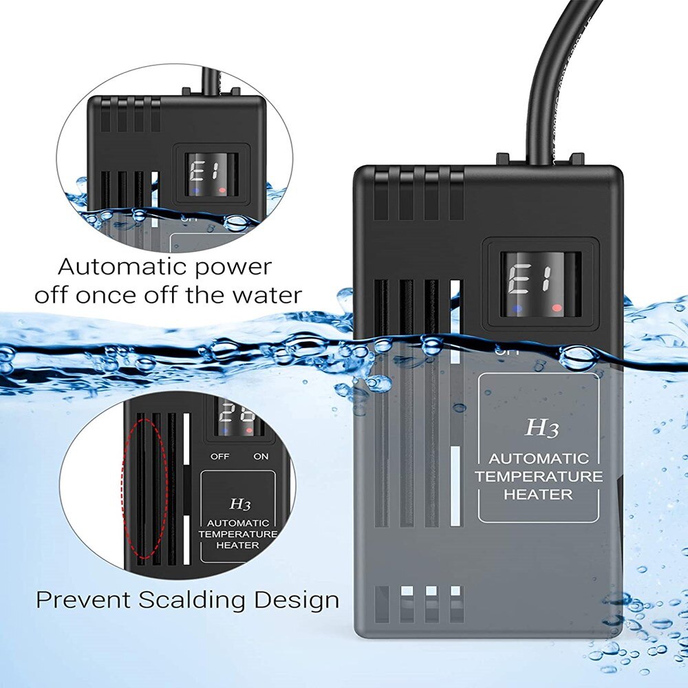 NICREW Mini Submersible Aquarium Heater Digital Temperature Display Fish Tank Heater with Adjustable External Controller