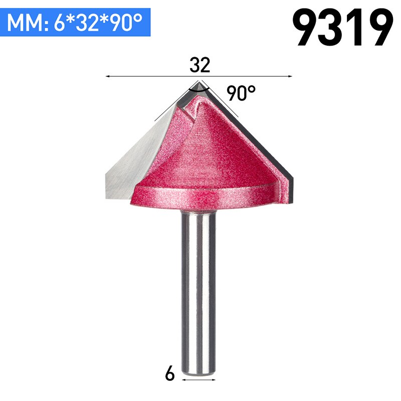 Huhao 1 Pc 6 Mm V Bit Cnc Vhm Mill 3D Frezen Voor Hout Tungsten Houtbewerking Mdf frees 60 90 120 150 Graden: 9319