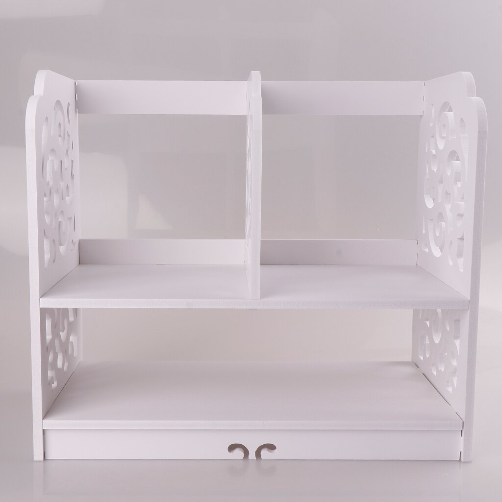 Scrollwork Table Desk Top Storage Rack Stationary Makeup Organizer Shelf