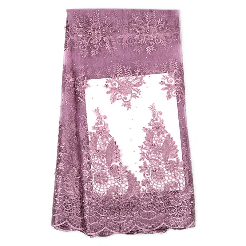 African French mesh lace fabric with African beads embroidered lace tulle Nigerian lace wedding dress