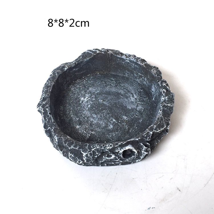 Aquarium Aquarium Landschap Reptiel Hout Vorm Feeder Kom Hars Niet-giftige Food Bassin Schildpad Schildpad Krabben Voor voeden: grey S