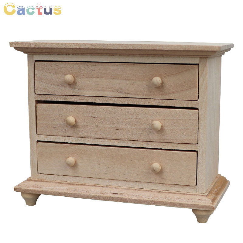 Cajón de almacenamiento de madera en miniatura para casa de muñecas, armario, casillero, mesita de noche, muebles, modelo de decoración, accesorios de juguete, 1:12