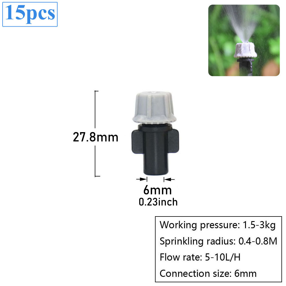 Micro Drip Irrigation Misting Nozzle Adjustable Spray Cooling Sprinkler 1/4 Tee Barb Connector For Garden Greenhouse: Yellow