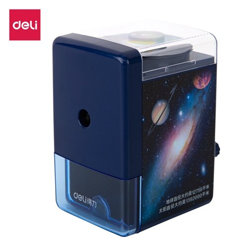 Deli 11158 hand cranked pencil sharpener Student Child pencil sharpner 6.5-8mm OD. pencil sharpener blue pink colors: 11151-Star