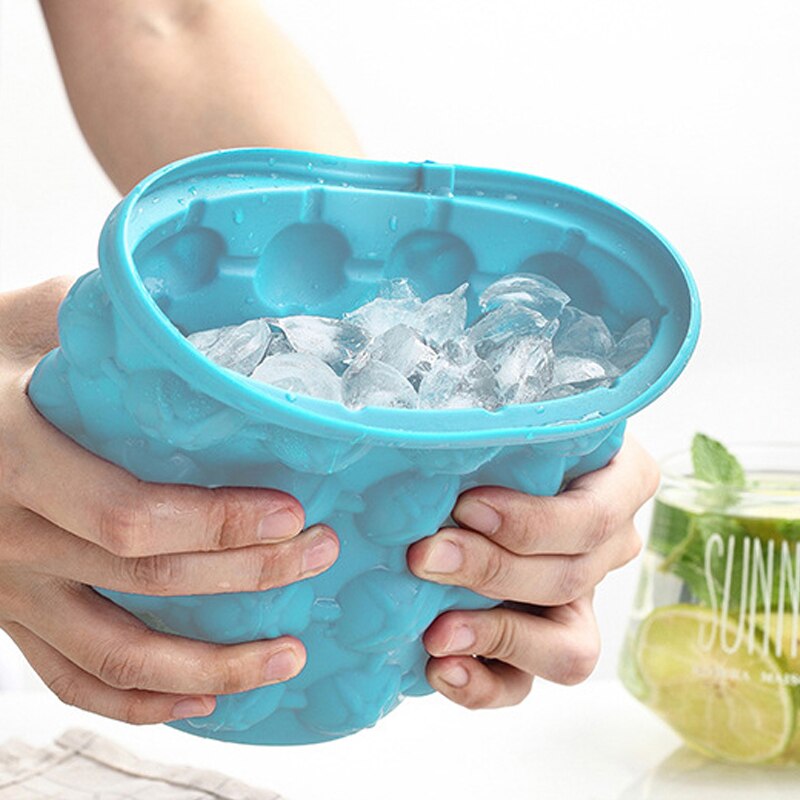Silicone Ice Bucket Champagne Whisky Beer Ice Cube Maker Portable Bucket Wine Ice Cooler Beer Kitchen Tools Kitchen Accessorie
