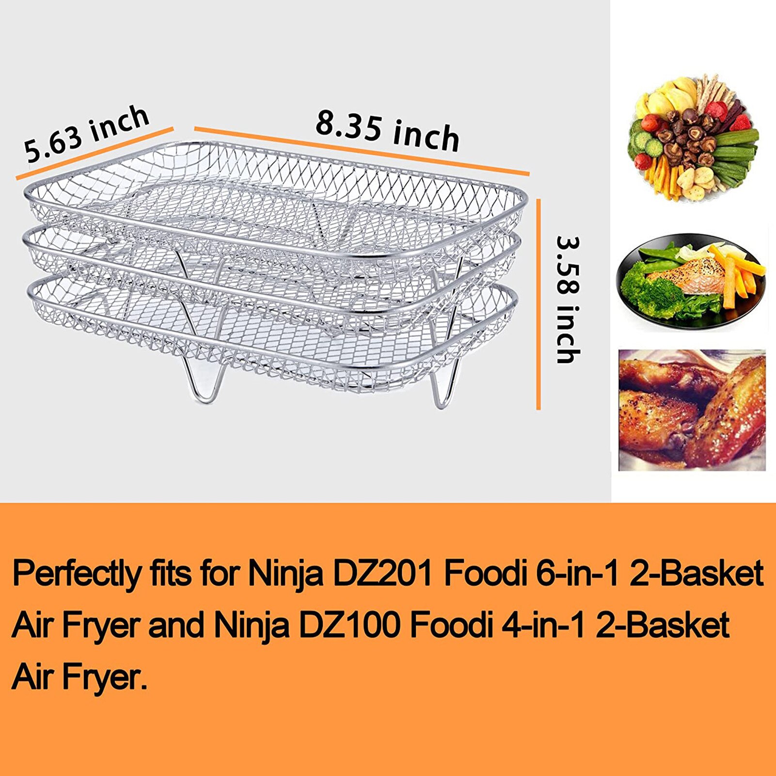 Support pour friteuse à Air Ninja double, déshydrateur alimentaire multicouche, grille à Toast, accessoires pour friteuse à Air DZ201