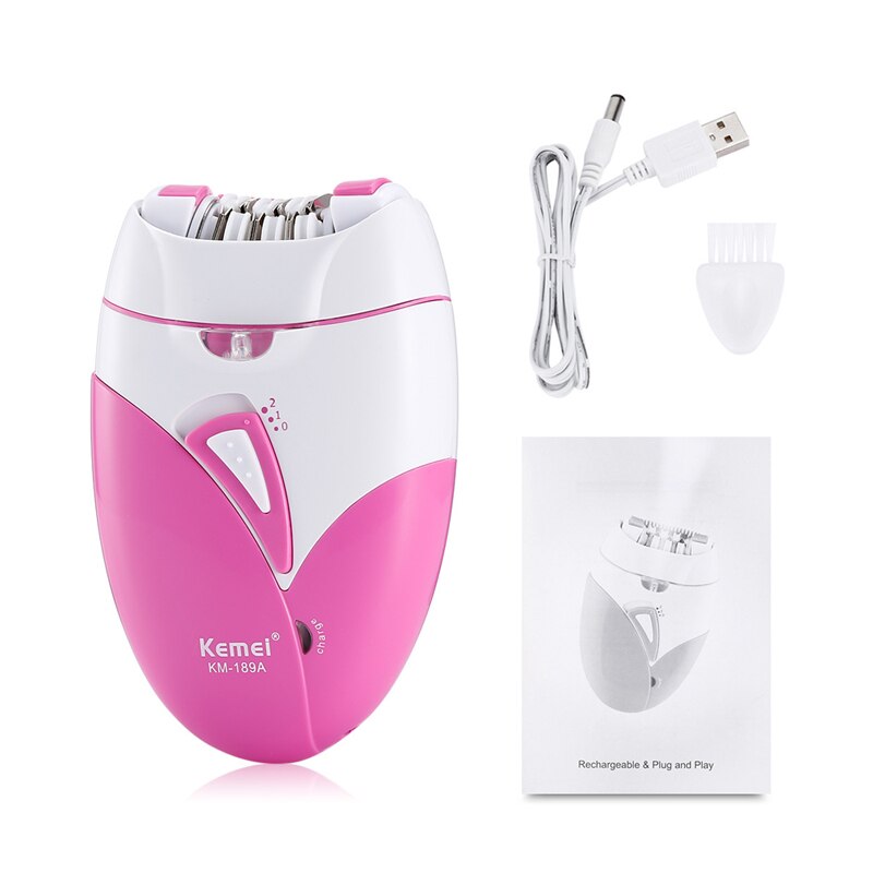 Kemei woman& #39 ;s epilator hårfjerningsmaskine dame smertefri barbering usb charge trimmer hårfjerning til ansigt krop  d41: Uden kasse
