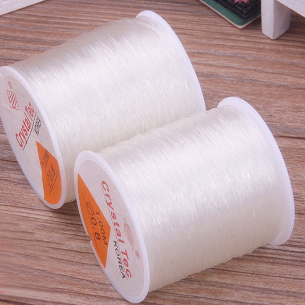 2 Pc Diy 0.8 Mm 100 Meter Clear Stretch Elastische Kralen Cord String Discussie Spool Roll Voor Hand Borduren Cross stitch