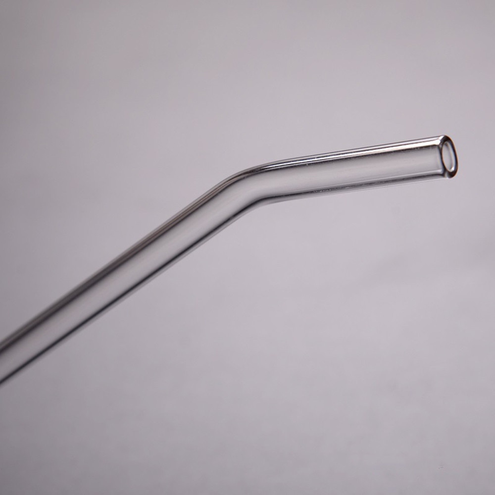 1PCS glass straw transparent curved tube high borosilicate transparent crystal glass straw 8x215mm perfect reusable straw