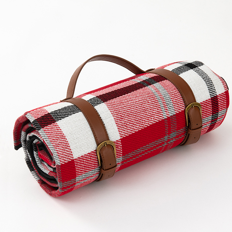 Thick Leather Straps Picnic Mat Outdoor Picnic Camping Moisture-proof Mat Picnic Cloth Camping Hiking Camping Equipment: Red big plaid / 150x200cm