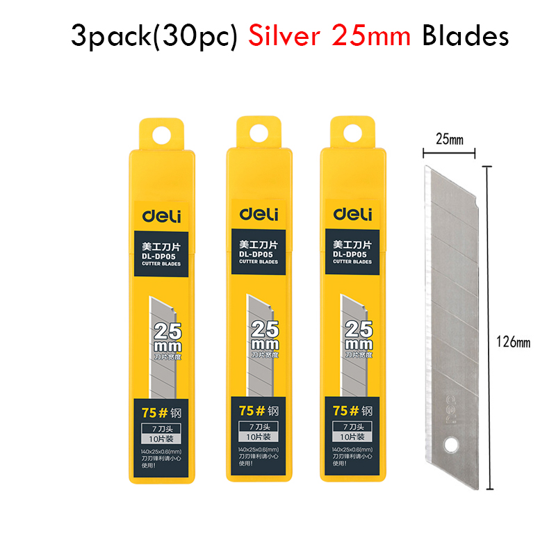 Metal Multifunctional 6 In 1 커터칼 Portable Retractable Box Cutter Heavy Duty 18MM/25MM Stainless Steel Utility Knife Supplies: light yellow