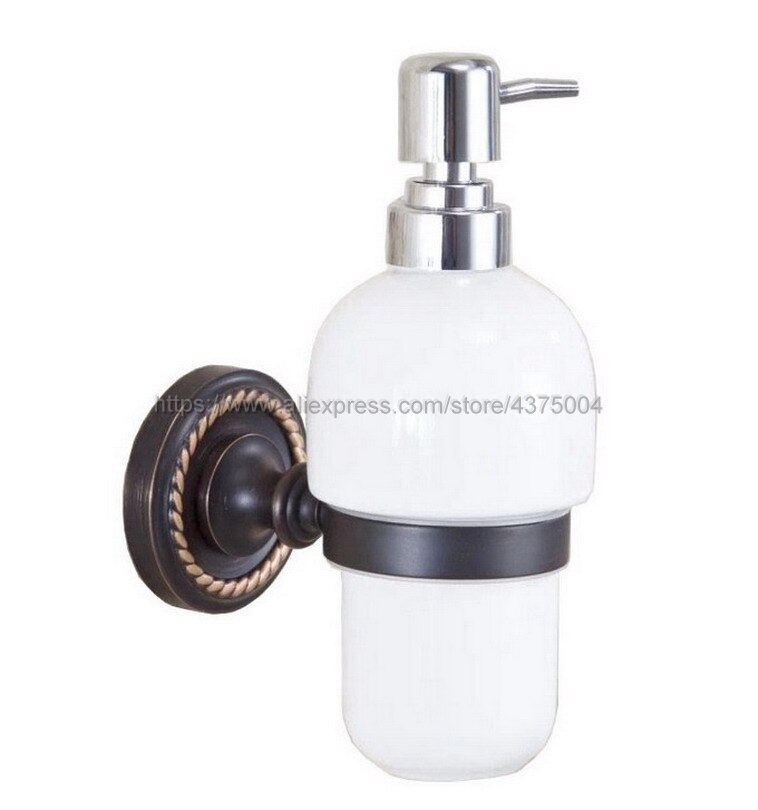 Oil Rubbed Bronze Bathroom and Kitchen Ceramic bottle liquid Soap Dispenser Wall Mounted Soap dispensers Holder rack Nba218