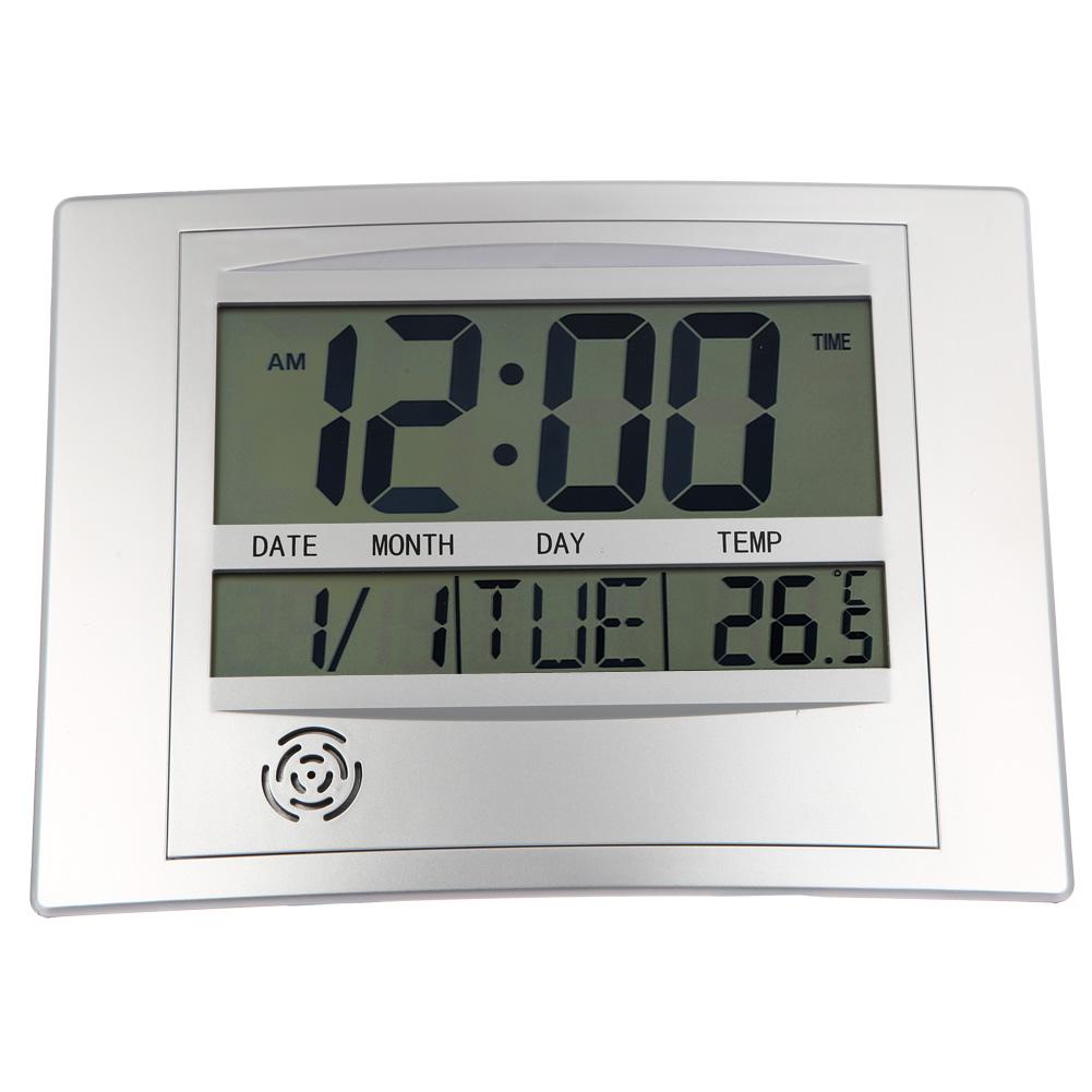 LCD Digital Wall Clock With Thermometer Electronic Temperature Meter Calendar Indoor Desk Digital Wall Clock For Home Decoration
