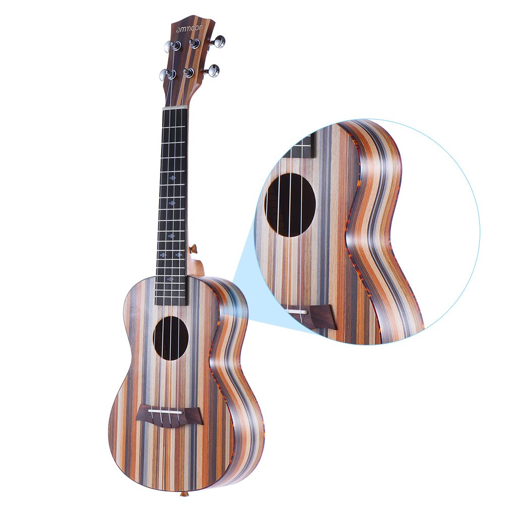 ammoon 24" Ukulele Acoustic Soprano Ukelele Uke 18 Frets 4 Strings Ukulele Okoume Neck Rosewood Fingerboard String Instrument