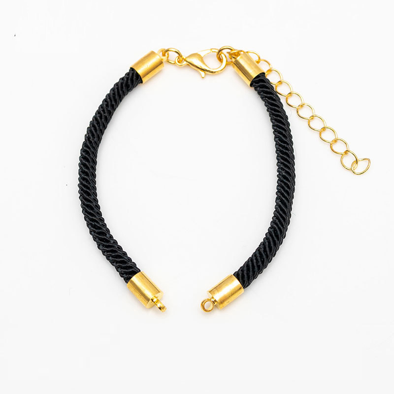 5 stk/parti 3mm svart rødt tau tilbehør justerbar lenke kjede for gjør-det-selv-koblinger sjarm armbånd smykkefremstilling: Svart og gull -2