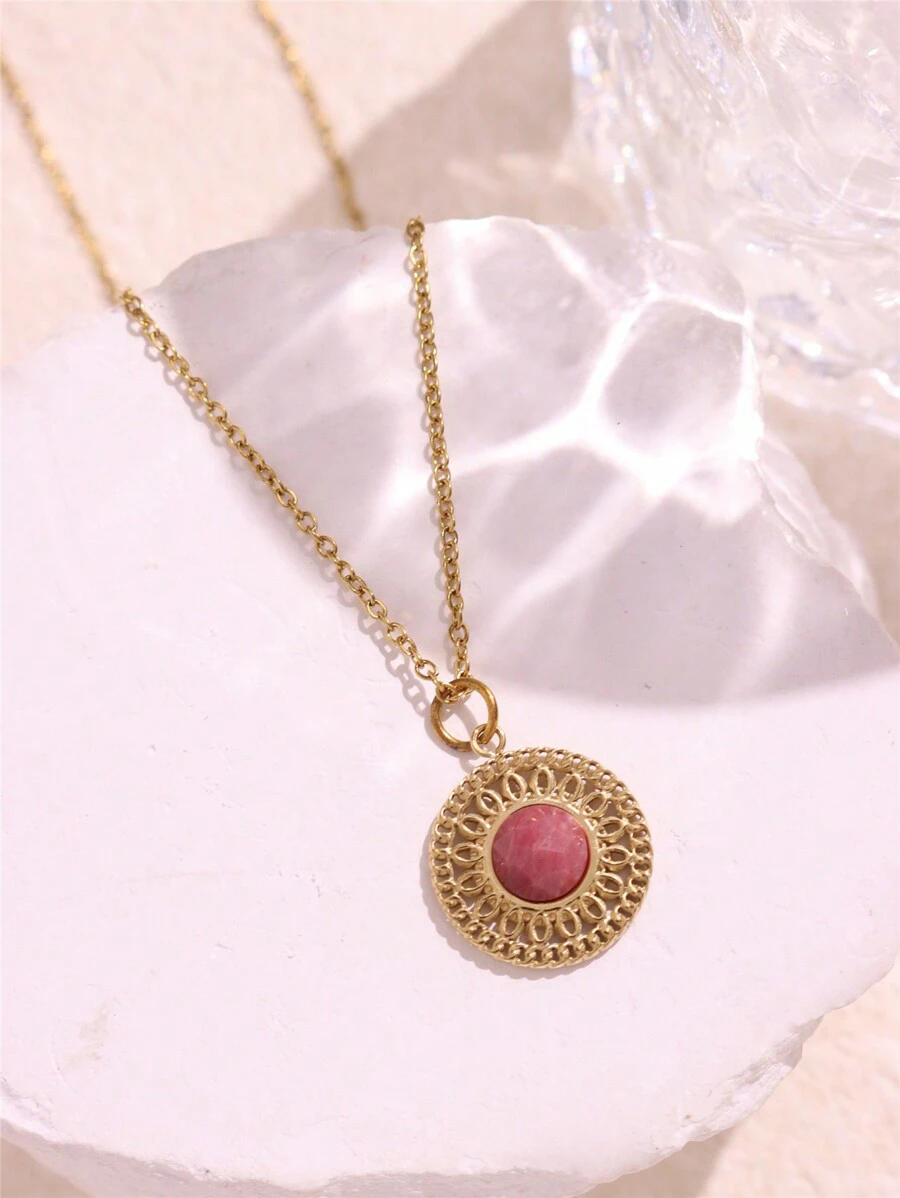HangZhi Koreaanse Vintage Waterdruppel Ster Ronde Beer Ovale Hanger Ketting Geometrische Gouden Kleur Titanium Stalen Sieraden