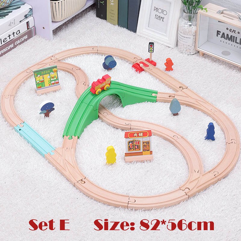 1Set Beech Wood Railway Vehicle Toys Accessories Wooden Track Assembled Educational Toys Fit All Wood Track Biro Toys for Kids: SET E