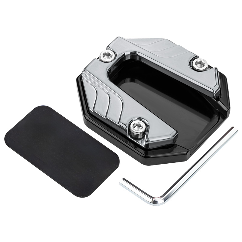 Universal motocicleta bicicleta kickstand extensor base pé suporte lateral extensão pé almofada suporte placa de estacionamento acessórios moto: Cinza escuro