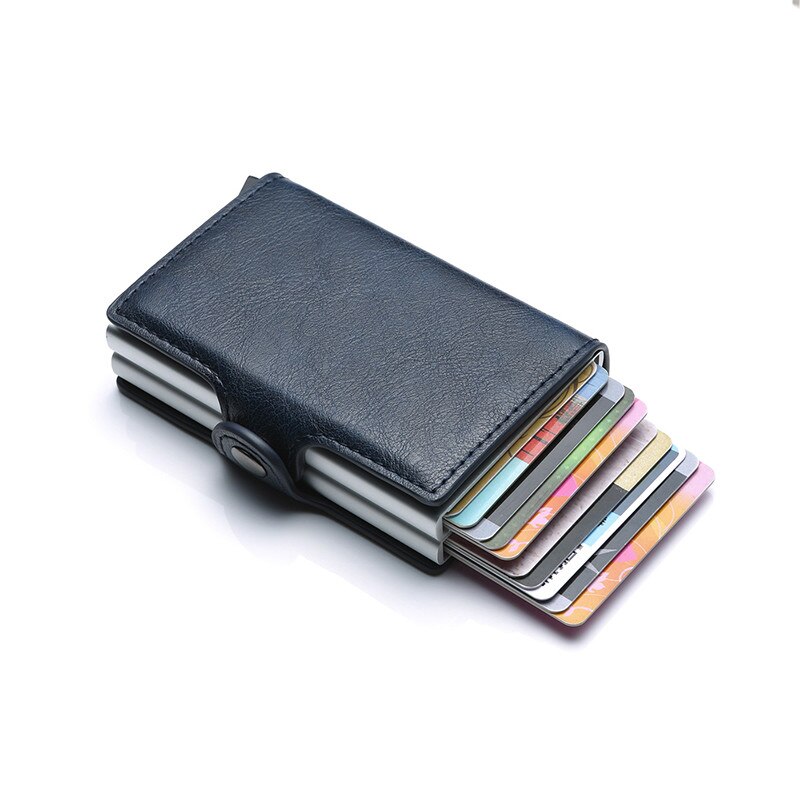 Blokkeren Bescherming Mannen Id Credit Card Houder Portemonnee Lederen Metalen Aluminium Business Bank Card Case Creditcard Kaarthouder