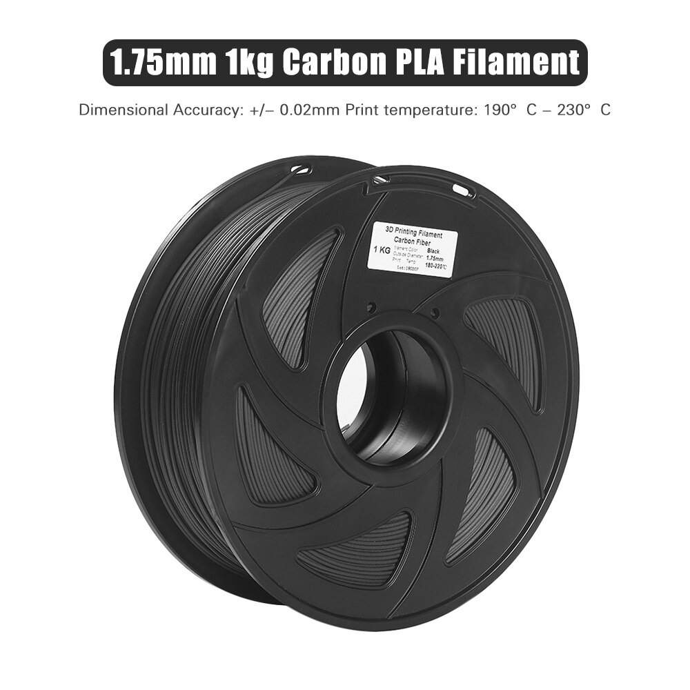 Filamento de fibra de carbono para impresora 3D, carrete de Material 3D de precisión Dimensional +/-1,75mm para Ender Anycubic Anet, PLA, 0,02mm, 1kg