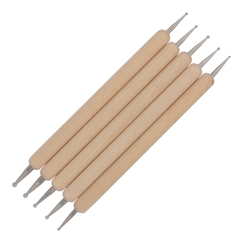 YZWLE 5 unids/pack herramientas del arte del clavo de la manija de madera pintura dibujo cepillo pluma pincel de 2 HERRAMIENTA PARA HACER puntos de decoración de uñas 16
