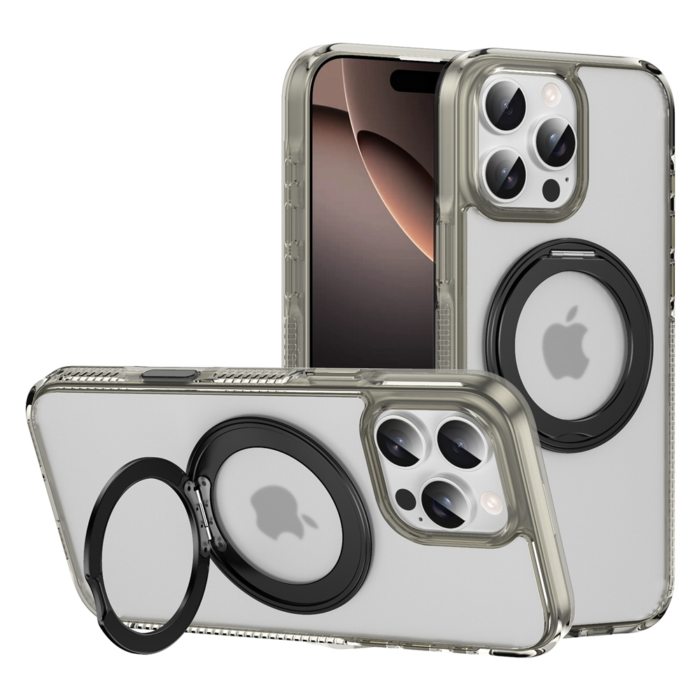 Camera Touch Control Button Case for iPhone 16 Pro Max 16 Plus for MagSafe 360 Magnetic Ring Wireless Charging Matte Clear Cover: Cotton / GRAY