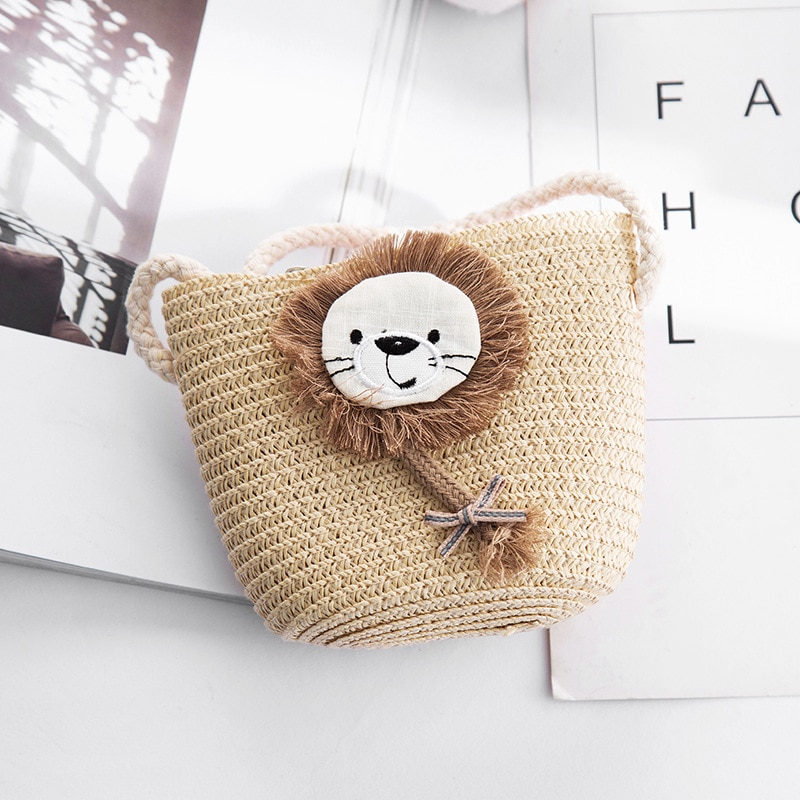 Cartoon Portemonnees Hand Made Kleine Stro Tassen Kinderen Geneigd Schoudertassen Messenger Bag Schattig Meisje Handtassen Kids