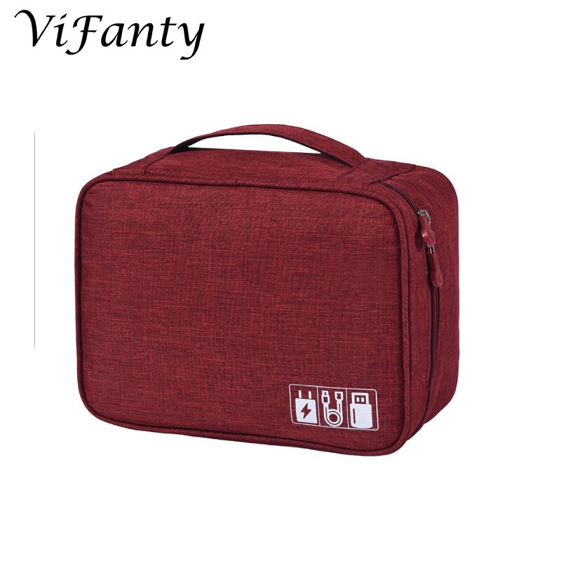 Universal Electronics Accessories Organizer, Waterproof Portable Cable Organizer Bag, Digital Gadget Organizer Case, Travel Gear: Burgundy