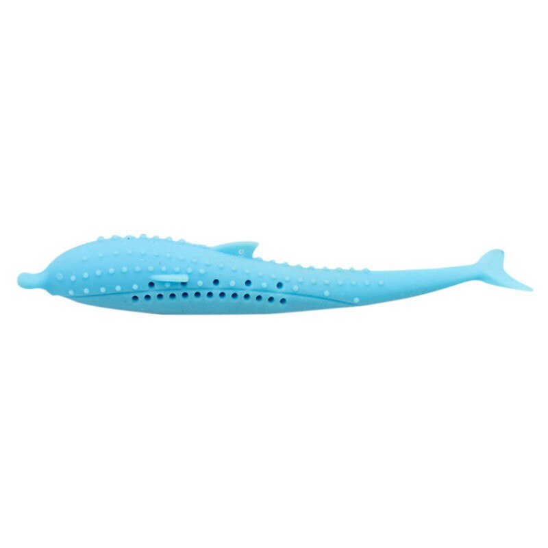 Chew Toy Cat Fish Shape Toothbrush Pet Teeth Toy Interactive Cat Dental Toy Soft Silicone: Blue