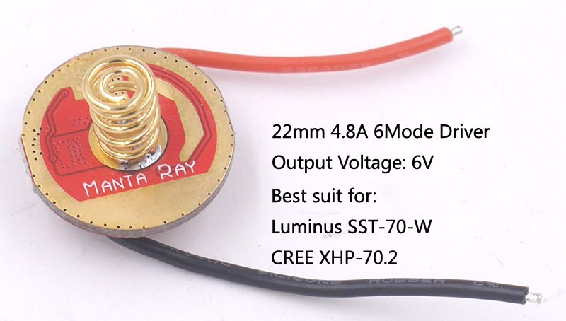 20Mm Luminus SST-70-W 6V 30W 6500K Led Emitter + 22Mm 2.8V-4.2V 4.8A 6V Output SST70 XHP70.2 Led Driver Printplaat: Only 22mm Driver