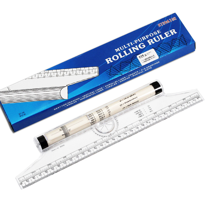 Règle parallèle roulante de 15cm 30cm, étudiante, pratique de dessin, dessin géométrique: Gris clair