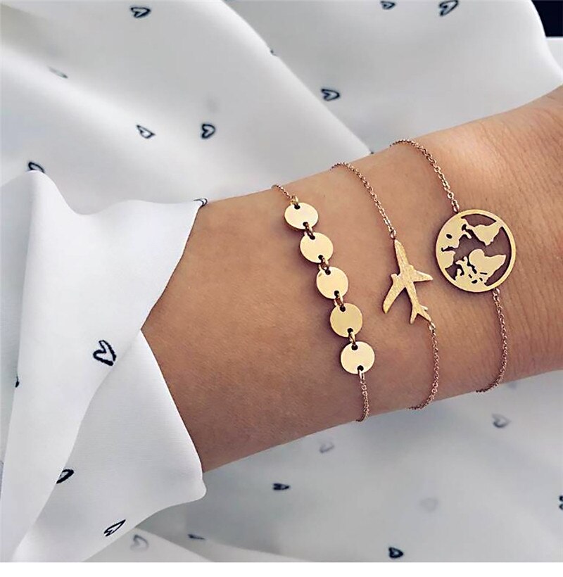 Nykøb 5 stk/sæt vintage sølvfarvede boheme armbånd wave geometrisk charme armbånd til kvinder fest smykker: 30088