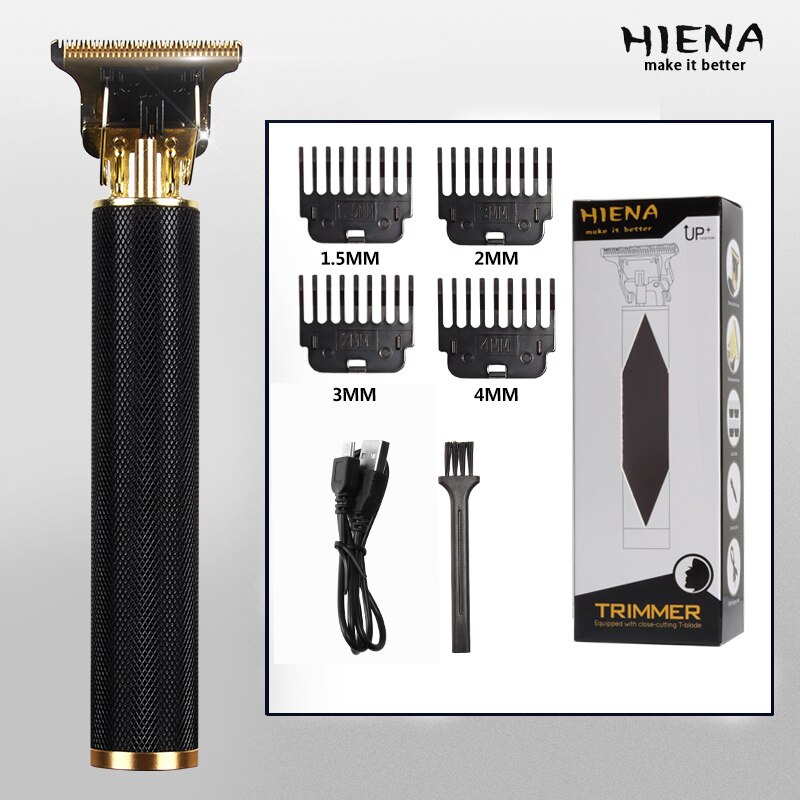 2022 USB Rechargeable T-shaped Bald Hair Trimmer Electric Clipper Cordless Shaver Beard for Men Barber Cutting Machine T9LCD: black
