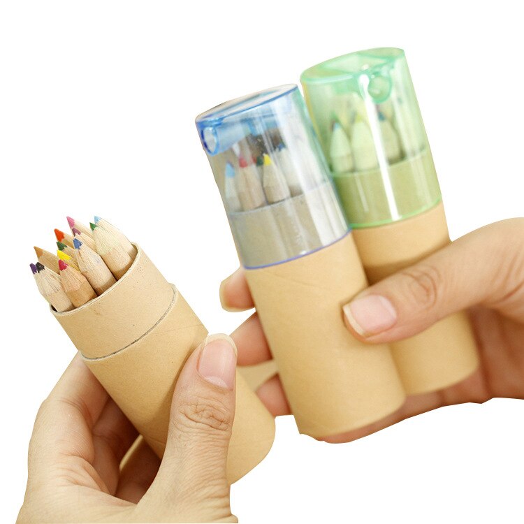 12 stks/doos DIY Houten Gekleurde Potlood Met Puntenslijper Leuke Krijt Voor Kinderen Student Tekening Graffiti School Briefpapier