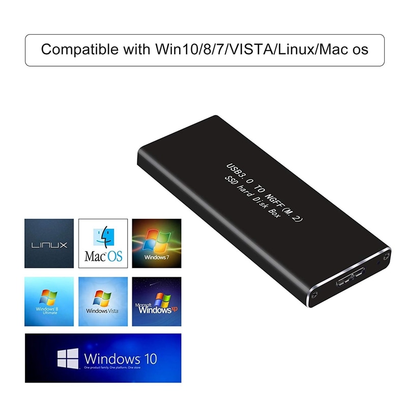 M.2 Sata Ssd Usb 3.0 Externe Ssd Reader Converter Adapter Behuizing Met Uasp, ondersteuning Ngff M.2 2280 2260 2242 2230 Ssd Met